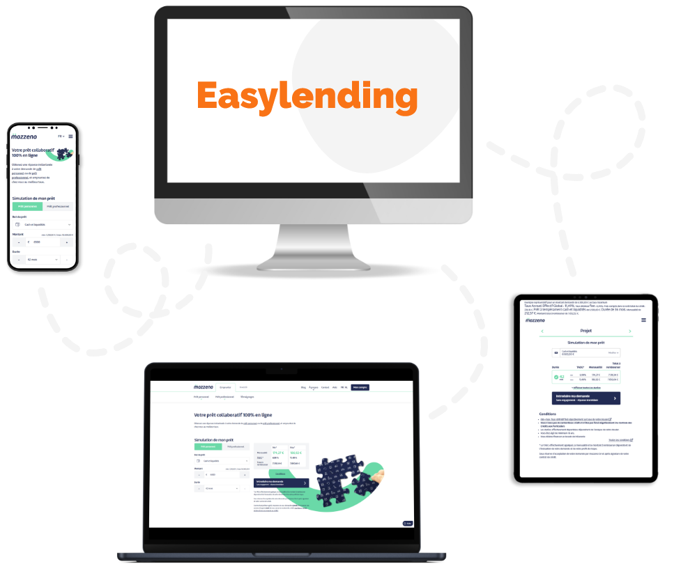 The Easylending platform showcased on different devices