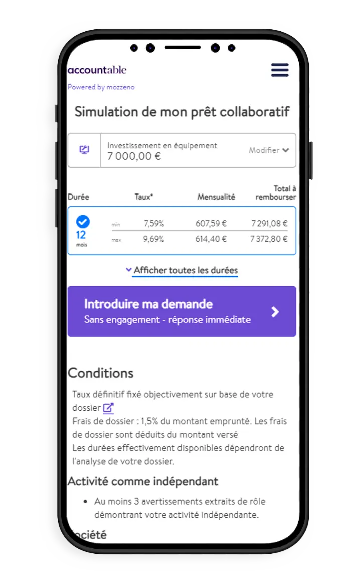 The Easylending platform on a smartphone for Accountable